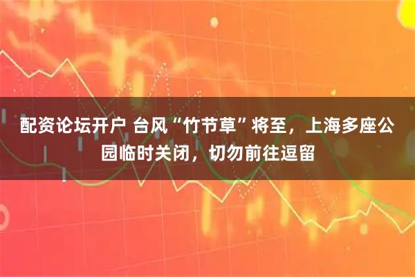 配资论坛开户 台风“竹节草”将至，上海多座公园临时关闭，切勿前往逗留